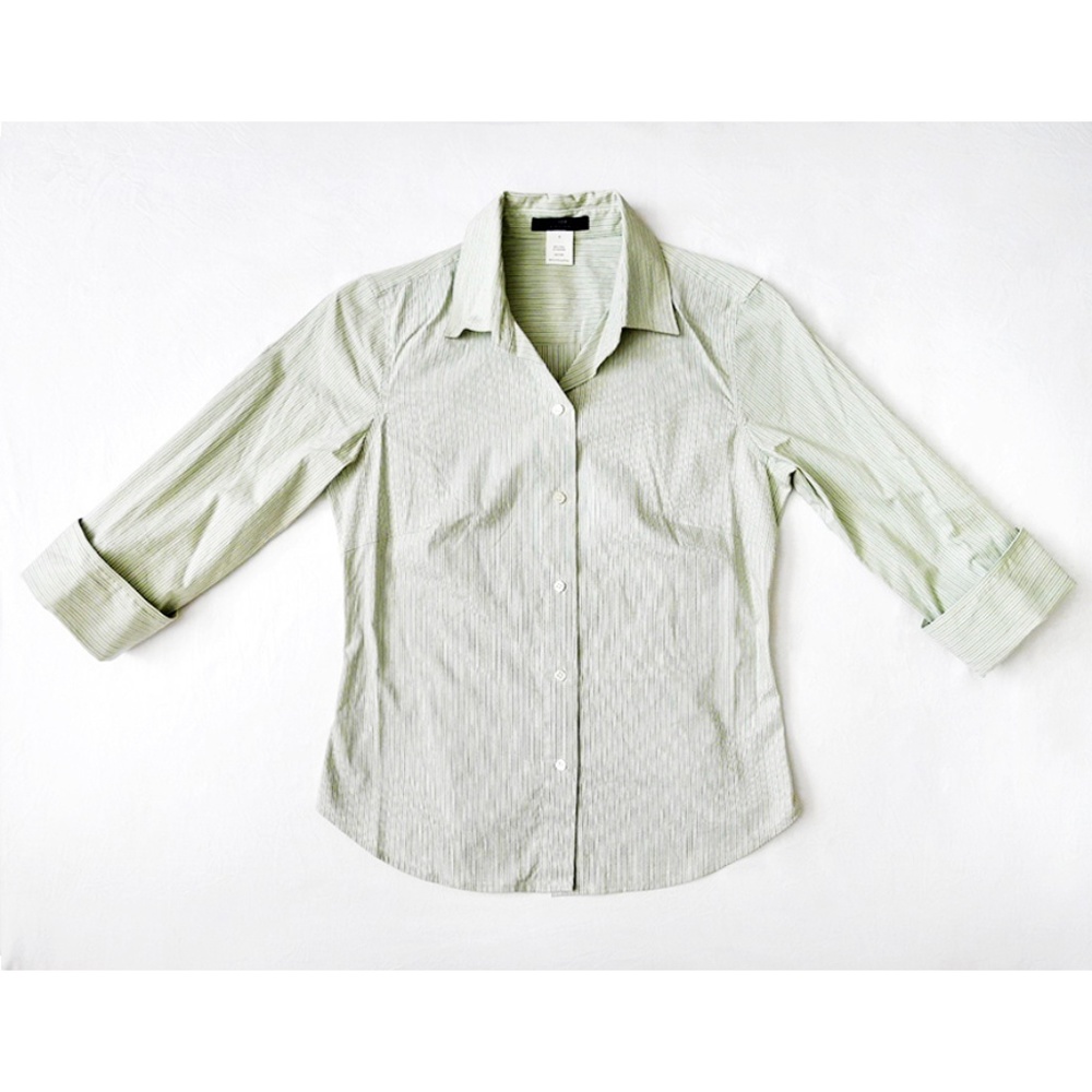 Striped 3/4 Slve French Cuffs Button Down/Up Shirt